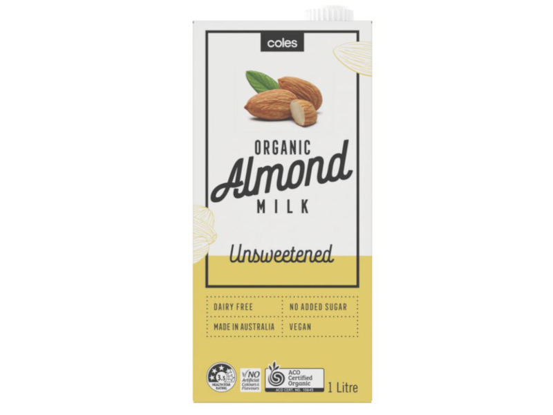 Coles organic almond milk plant-based vegan